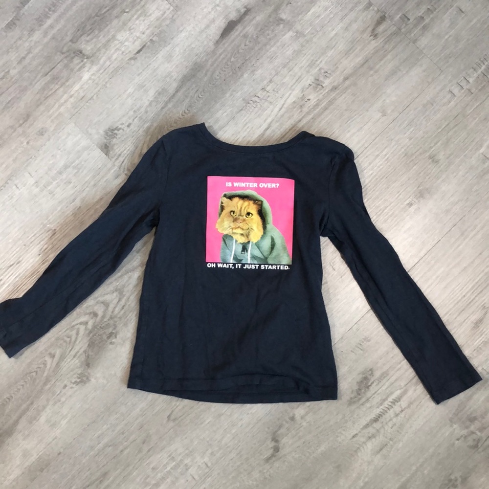 GAP kids Organic cotton Grey Cat long sleeve shirt size S